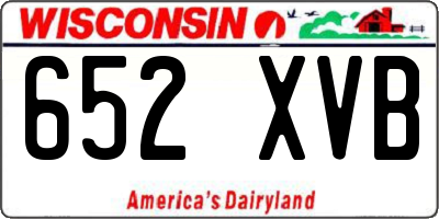 WI license plate 652XVB