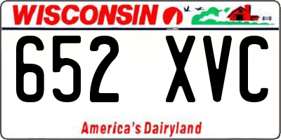 WI license plate 652XVC