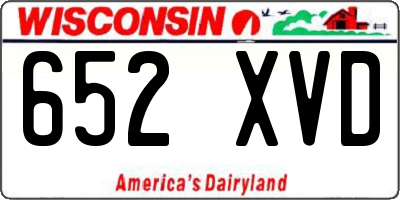 WI license plate 652XVD