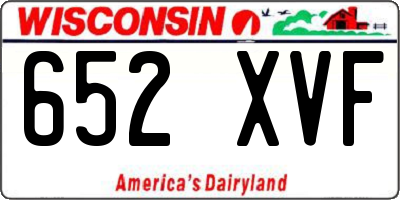 WI license plate 652XVF