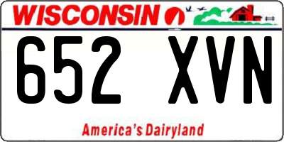 WI license plate 652XVN