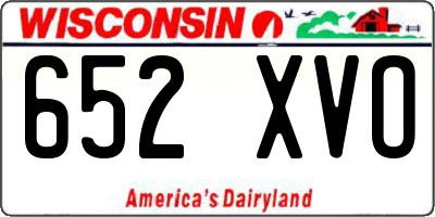 WI license plate 652XVO
