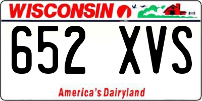 WI license plate 652XVS