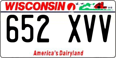 WI license plate 652XVV