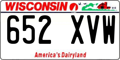 WI license plate 652XVW