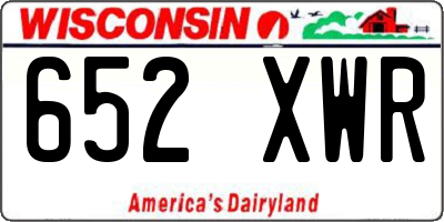 WI license plate 652XWR