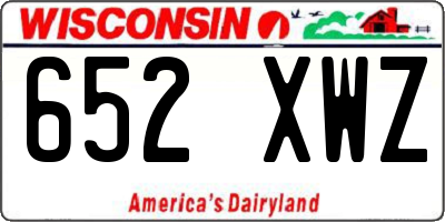 WI license plate 652XWZ
