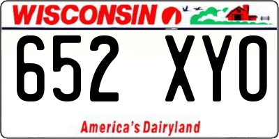 WI license plate 652XYO