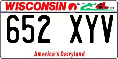 WI license plate 652XYV