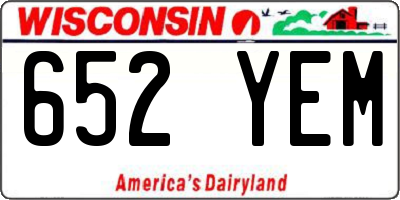 WI license plate 652YEM