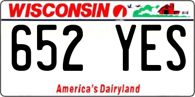 WI license plate 652YES