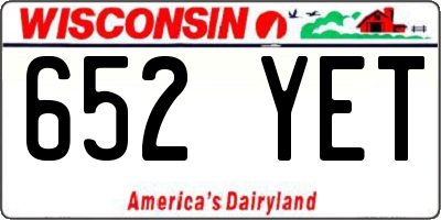WI license plate 652YET