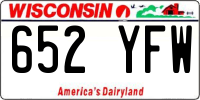 WI license plate 652YFW