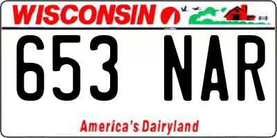 WI license plate 653NAR