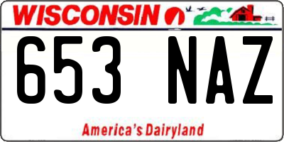 WI license plate 653NAZ