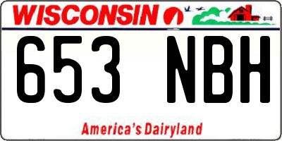 WI license plate 653NBH