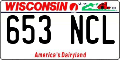 WI license plate 653NCL