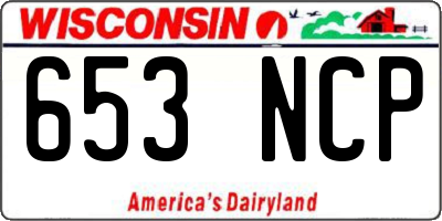 WI license plate 653NCP