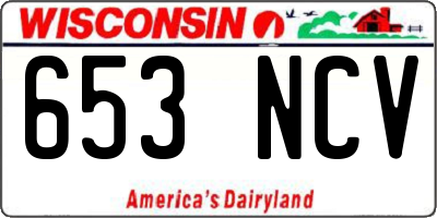 WI license plate 653NCV