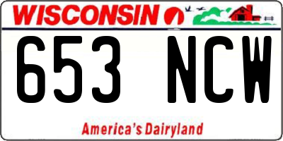 WI license plate 653NCW