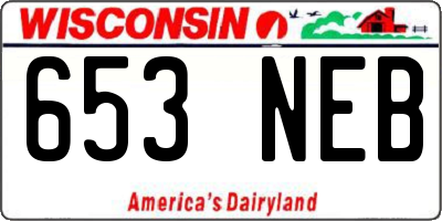 WI license plate 653NEB