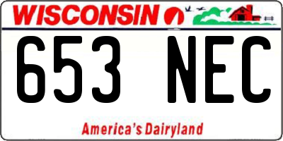 WI license plate 653NEC