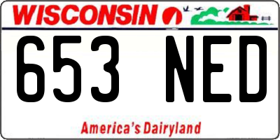 WI license plate 653NED
