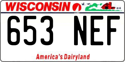 WI license plate 653NEF