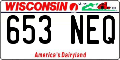 WI license plate 653NEQ