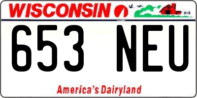 WI license plate 653NEU