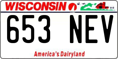 WI license plate 653NEV