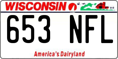 WI license plate 653NFL