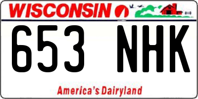 WI license plate 653NHK