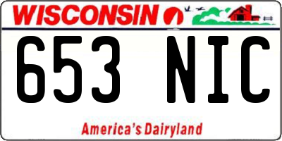 WI license plate 653NIC