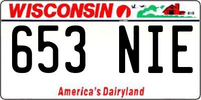 WI license plate 653NIE