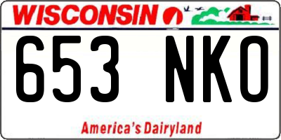 WI license plate 653NKO