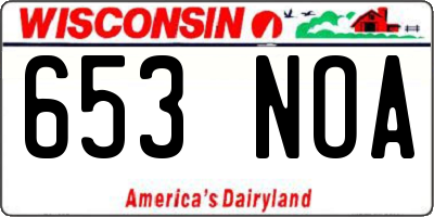 WI license plate 653NOA