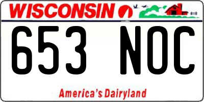WI license plate 653NOC