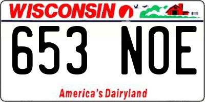 WI license plate 653NOE