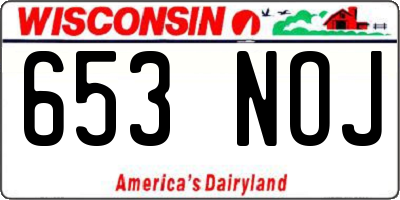 WI license plate 653NOJ