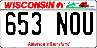 WI license plate 653NOU