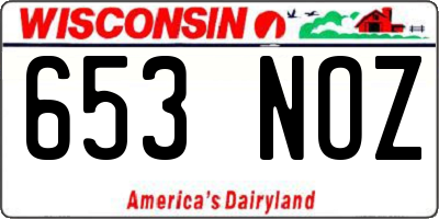 WI license plate 653NOZ