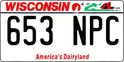WI license plate 653NPC