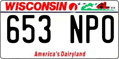 WI license plate 653NPO