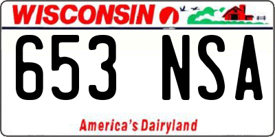 WI license plate 653NSA