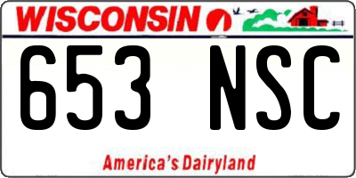 WI license plate 653NSC