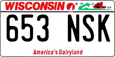 WI license plate 653NSK