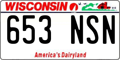WI license plate 653NSN