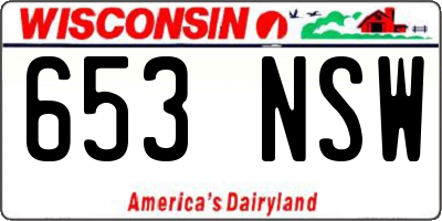 WI license plate 653NSW