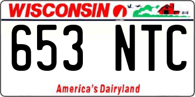 WI license plate 653NTC